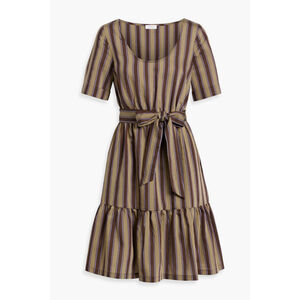 Women's Iris & Ink Striped Tiered Mini Dress in Brown and Beige, Size 4